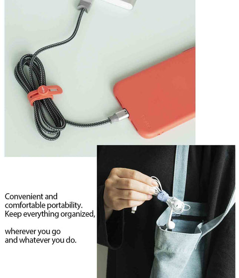 Silicone Cable Ties Reusable Flexible Cord Organizer With Adjustable Length Two Size Options Durable Clips Fifteen Pack In Five Modern Colors Perfect For Cables Home Office Travel Snacks And Hair.