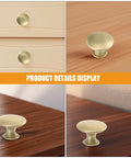 6pc Vintage Round Cabinet Knobs Gold Antique Finish With DIY Friendly Easy Install Drawer Pulls For Cabinets, Doors, Wardrobe Universal Fit Durable Kitchen Furniture Hardware shown on wood surfaces
