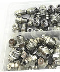 Assorted fittings in Grease Fitting Kit With All In One Grease Gun Nozzles For Lubricating Bearings And Machinery Assorted Fittings In Various Sizes Angled And Screw Nozzles Durable Construction Storage Case Included Great For Home Shop And Industrial Use