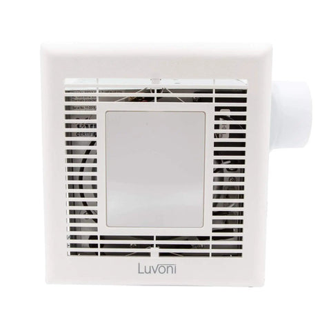 Slim 70 CFM Bathroom Exhaust Fan With LED Light 3000K warm white 600 lumen, white ceiling grill, front view