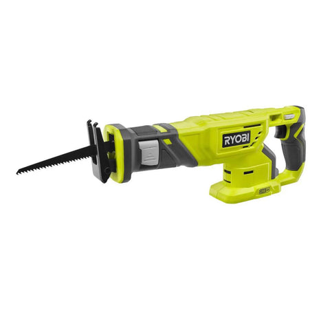 18 Volt One Plus Lithium Ion Six Tool Combo Kit Reciprocating Saw in bright green showing side view for DIY projects