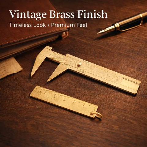 Brass Mini 80mm Double Scale Caliper Handy Portable Sliding Gauge for Gemstones and Jewelry Making Bead Measuring Tool
