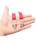 Hand holding RC Aircraft Fuel Tank Vent and Oil Outlet Nozzle Kit Aluminum Alloy Flange Nozzles with red sealing rings.