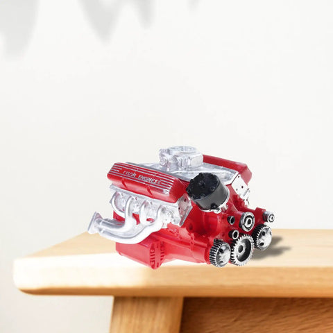 Full Scale Engine Display Model For Adults And Kids, Precision STEM Kit For Gearheads And Collectors, Hands On Build Toy With Realistic Engine Dimensions, Educational Automotive Engineering Project For Enthusiasts; red resin engine model on table