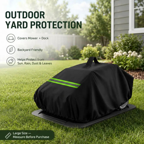 Heavy Duty Robot Lawn Mower Cover Built For Outdoor Garage Storage No Sweat weatherproof dock shelter protecting mower and dock.