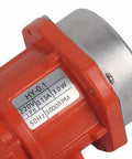 Beefed Up 220V 3600 RPM Industrial Vibration Motor IP66 Rated for Factory Equipment Low Noise and High Efficiency with Durable Bearings and Copper Coils Ideal for Mining Metallurgy Construction Powder Spraying and Processing Machinery, red housing close-up