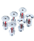 Bronze Ceiling Downward Pendent Fire Sprinkler Head 155F Fast Acting Half Inch Npt Thread in a pack of multiple pieces.
