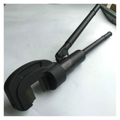 Heavy Duty Hydraulic Crimping Tool And Rebar Cutter With Handle, black, compact design for cutting 4-27mm steel rods.