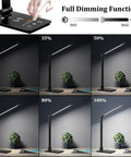 Lit LED Desk Lamp With Wireless Charger For Dorms And Office, 5 Color Modes And Full Dimming shown at various brightness levels