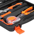 DIY Ready Hardware Toolbox Kit With Durable Alloy Steel Tools, including pliers, wrench, and tape measure in case