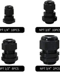 Waterproof Cable Gland Kit 76-Piece Must-Have Nylon Joint Set for Home Wiring Adjustable Strain Relief connectors display