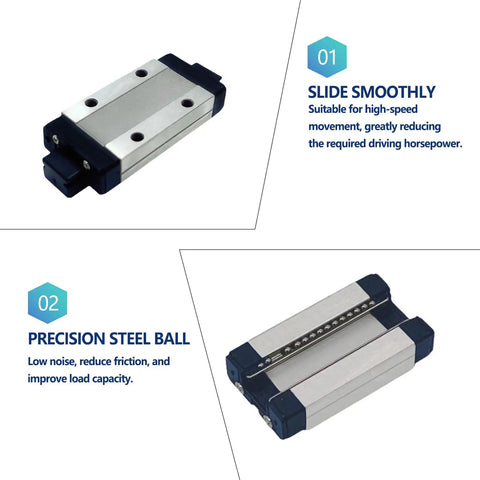 Two Pack Beefy Black Carriage Block For 12mm Wide MGN12H Linear Guide Rail With Smooth Sliding High Precision Bearings Durable Steel For Quiet Operation And Ultra Smooth Running, steel ball bearing carriage block