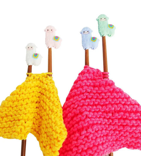 4 Piece Silicone Knitting Needle Stoppers Cartoon Animal Protectors Cute Letters End Caps Cool Colorful Cube Knitting Accessories