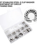 External Snap Ring Assortment Kit Stainless Steel 1.5 to 15 mm Clips 400 Pieces Retaining Ring Hardware for Quick Repairs DIY Friendly Durable Easy Install for Tools Machinery and Automotive Projects in a storage case
