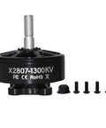 Front view of X2807 1300KV FPV Brushless Motor with mounting screws, designed for 7 to 8 inch 6S racing quadcopters and multirotors.