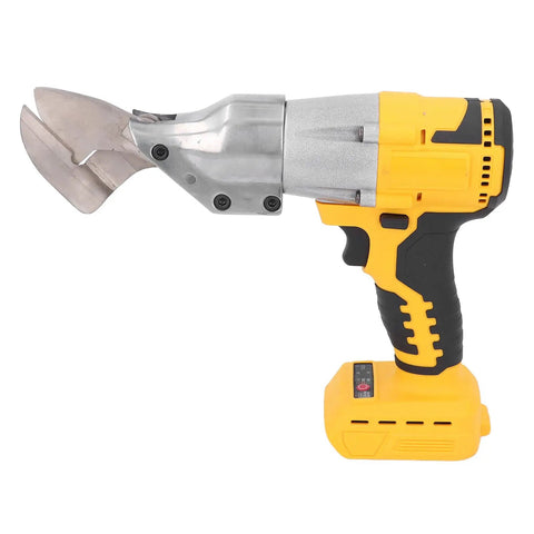 Heavy Duty Cordless Metal Shear Cutter With Powerful Brushless Motor, 20V Li Ion Battery, Yellow Finish and metal blade.