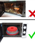 Comparison of microwave with and without Red Collapsible Microwave Splatter Cover With Easy Grip Handle BPA Free TPR And PP.