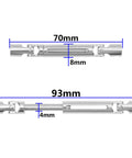 Heavy Duty Metal Transmission Gearbox And Drive Shaft Compatible With Mn82 Lc79 Mn78 One Twelve Scale Rc Car Badass Upgrade Parts Cnc Machined steel slide components measuring 70mm and 93mm.