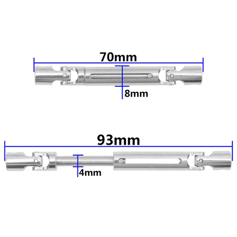 Heavy Duty Metal Transmission Gearbox And Drive Shaft Compatible With Mn82 Lc79 Mn78 One Twelve Scale Rc Car Badass Upgrade Parts Cnc Machined steel slide components measuring 70mm and 93mm.