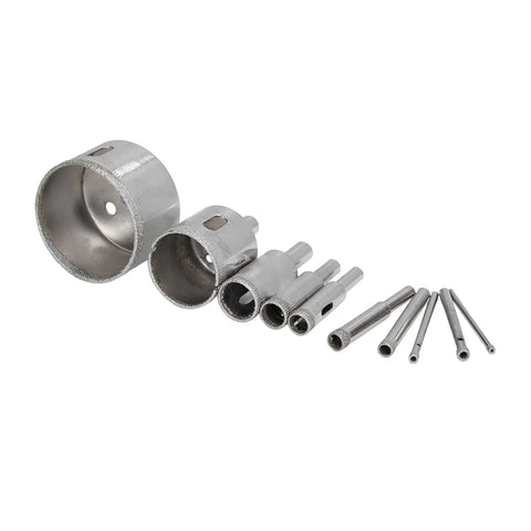 Top Tier Hole Saw Kit That Crushes Glass Tile And Ceramic With Ease Featuring Ten Pieces Ranging From 3mm To 50mm For Smooth Drilling And Home Repair Projects Without The Hassle. 10-piece diamond hole saw kit, metal, 3mm-50mm, for glass tile and ceramic drilling