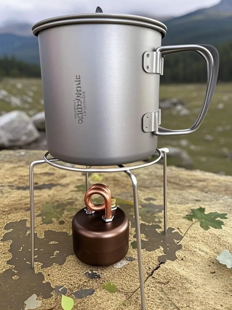 Backpacking Mini Alcohol Stove With Windproof Leak Proof Rubber Grip Ultra Compact Camp Gear for Easy Operation in outdoor setup