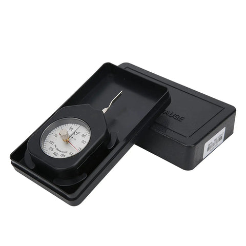 Pocket Size Dial Tension Meter Gauge For Measuring Force With Dual Needle Readout Portable Pull Tester And Compact 150 Gram Capacity Backpack Friendly Tension Gauge in black case
