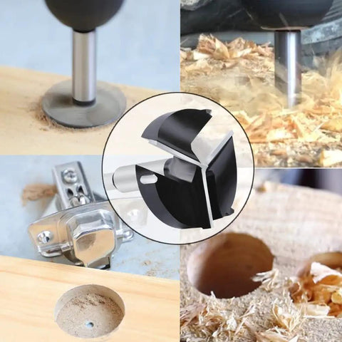 Straight Shooting Carbide Forstner Drill Bit 2-3/8 Inch Hex Shank Woodworking Hole Cutter with Tungsten Carbide Tipped Heads in action