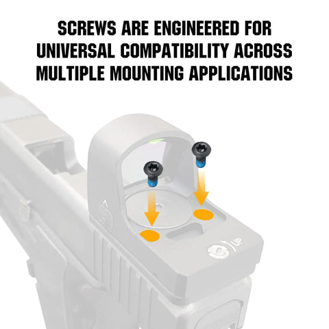 68 Piece Screw Set For Red Dot Sights And Optics Mounts With 17 Screw Types shown on a firearm optic mount setup