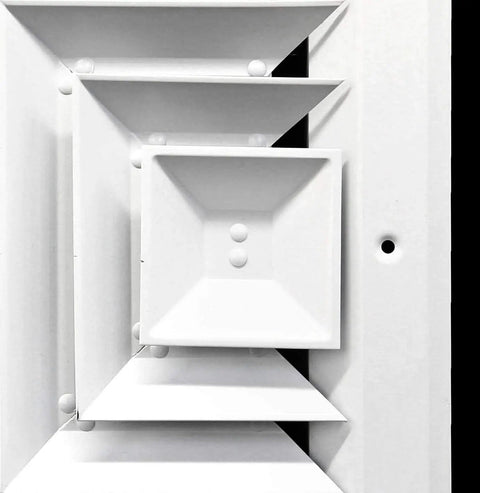 Adjustable 3 Way Air Diffuser Vent Cover For Ceiling Duct Opening 10x10 Inlet Fit Rust Proof Aluminum Grill White Finish 13 By 13