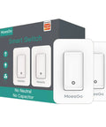WiFi Smart Wall Light Switch No Neutral Wire Needed, Single Pole, 110V, 7W Minimum, Fire Retardant Design, 2 pack, box display