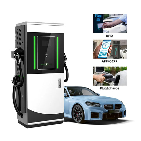 Heavy Duty Commercial DC EV Charger With Lightning Fast Charging And Plug And Play Setup For Fleets Highway Stops built tough, sleek design, dual gun setup.