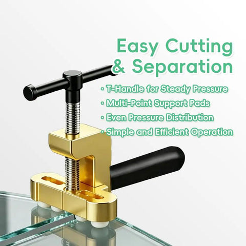 All In One Glass And Tile Cutter Kit With T Handle And Breaker Pliers for easy cutting and separation, showing T-handle tool in use