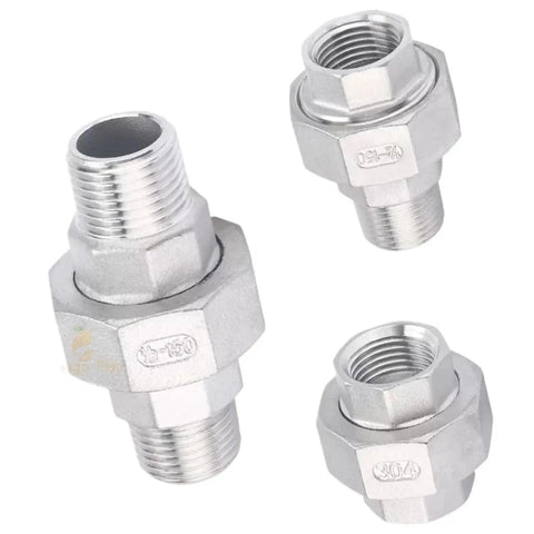304 Stainless Steel Pipe Union Fittings BSPT One And One Quarter Inch One And One Half Inch Two Inch Three Inch Female To Male Thread Joint Connector DN50 Beefy Tube Adapter