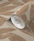 Make Walls Pop With This Badass Rustic Botanical Wallpaper Featuring A Chic Linen Texture And Matte Finish PVC Free Paste To Paper Design, showcasing a rolled beige botanical wallpaper with a subtle linen texture.