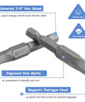 Torx Star 5 Point Security Tamper Proof Screwdriver Bit Set, engraved S2 steel with hex shank and magnetic pentagon head.