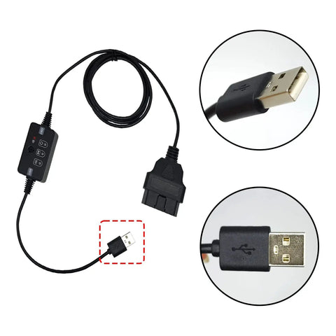 USB Powered Vehicle OBD II Connector Memory Saver With Buzzer And Emergency Power Supply Cable for car ECU settings during battery swap