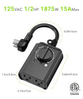 No Fuss Outdoor Light Timer With Dusk To Dawn Sensor and Weatherproof Dual Grounded Outlets, 125V 15A ETL Listed
