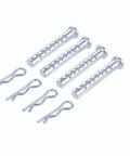 Heavy Duty Adjustable Clevis Pins 1/2 X 2 Inch Zinc Coated Steel With 8 Adjustment Holes And Locking R Clips, 4 pack with R clips.