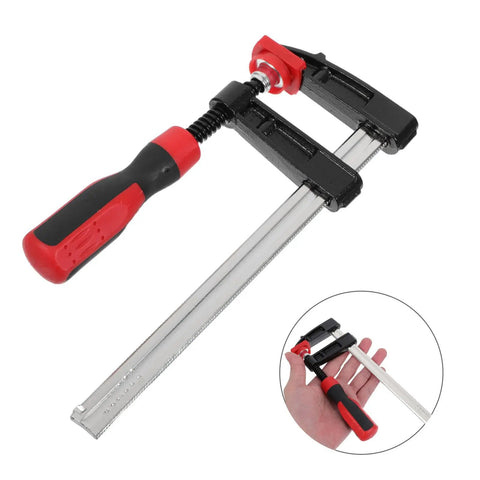 Heavy Duty 6 Inch F Clamp With Quick Adjustment And Antirust Finish For Welding Projects and Workshop Environments Featuring One Hand Operation and Durable Metal Bar Design Perfect For Woodworking and DIY Builds.