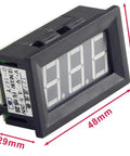 Digital Temperature Meter 0 To 167 Degrees Fahrenheit With Blue LED Display MF55 NTC Thermistor Sensor Two Wire Black Case