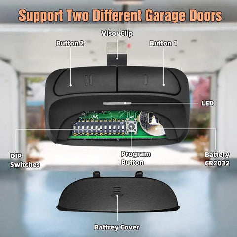 Smart Universal Garage Door Remote Compatible With Chamberlain, Linear, Stanley, Wayne Dalton, Craftsman And More Openers With Learn Button Or DIP Switch For Quick Setup And Reliable Long Range
