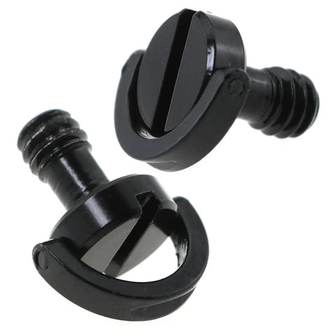 Close-up of Three Pack Stainless Steel D Ring Camera Screws One Quarter Inch Quick Release Tripod Nut for Cameras and Gear