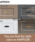 Hand holding 10 Pack Bin Cup Drawer Pulls Shell Handle Cabinet Hardware In Oil Rubbed Bronze Vintage Style Cabinets 3.78 Inch Hole Centers 4.45 Inch Overall Length Includes 20 Mounting Screws, shown with color options Champagne Brushed Gold, Matte Black, Antique Brass Brown.