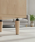 Tapered Cone Furniture Leg With M8 Thread For Mid Century Style Replacement Fits Sofas Cabinets And Ottomans Durable PP Plastic 5.9 By 2.2 Inches Single Unit Easy Install Wobble Fix And Retro Modern Look supporting a wooden cabinet