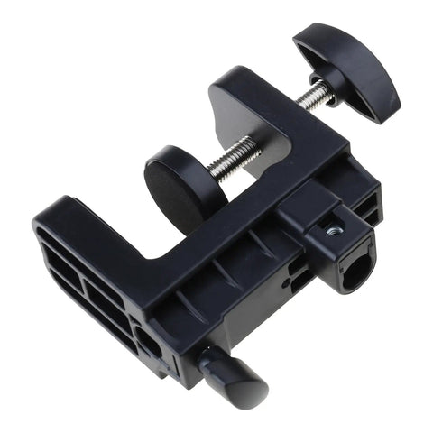 Sturdy D Style Desk Lamp Clamp With 12Mm Hole perfect for mounting cylinders under 45Mm diameter, black plastic clamp with adjustable screws.