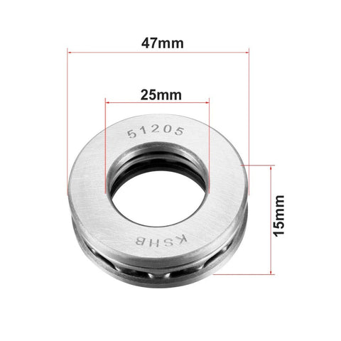 Thrust ball bearing, chrome steel, 25×47×15 mm, single-row ABEC3