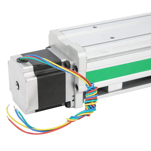 Rock Solid Cnc Slide Stage Actuator Building Slick Motion Systems With Smooth Ball Screw Linear Guide Rail 100Mm Stroke aluminum frame with stepper motor and wires.