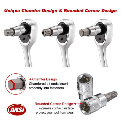 107 Piece Workhorse Allen and Torx Socket Set chamfer and rounded corner design details