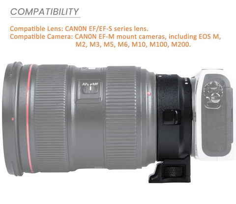 EF To EOS M Lens Adapter For EF And EF S Lenses With Auto Focus And Built In Aperture Motor High Speed AF Electronic Contacts