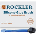 7 Inch Long Silicone Glue Brush For Woodworking Reusable Pro Grade Glue Applicator next to packaging